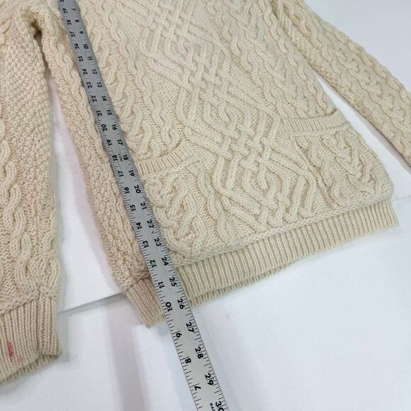SAOL Ireland Sweater Womens Small Cream Cable Knit 100% Merino Wool Fisherman* - Picture 2 of 9